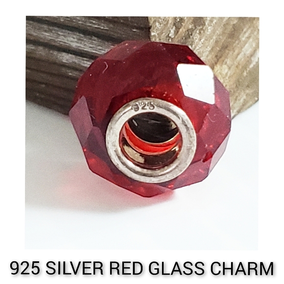 Charm Bead Jewelry - 925 Silver Red Glass Charm Bead